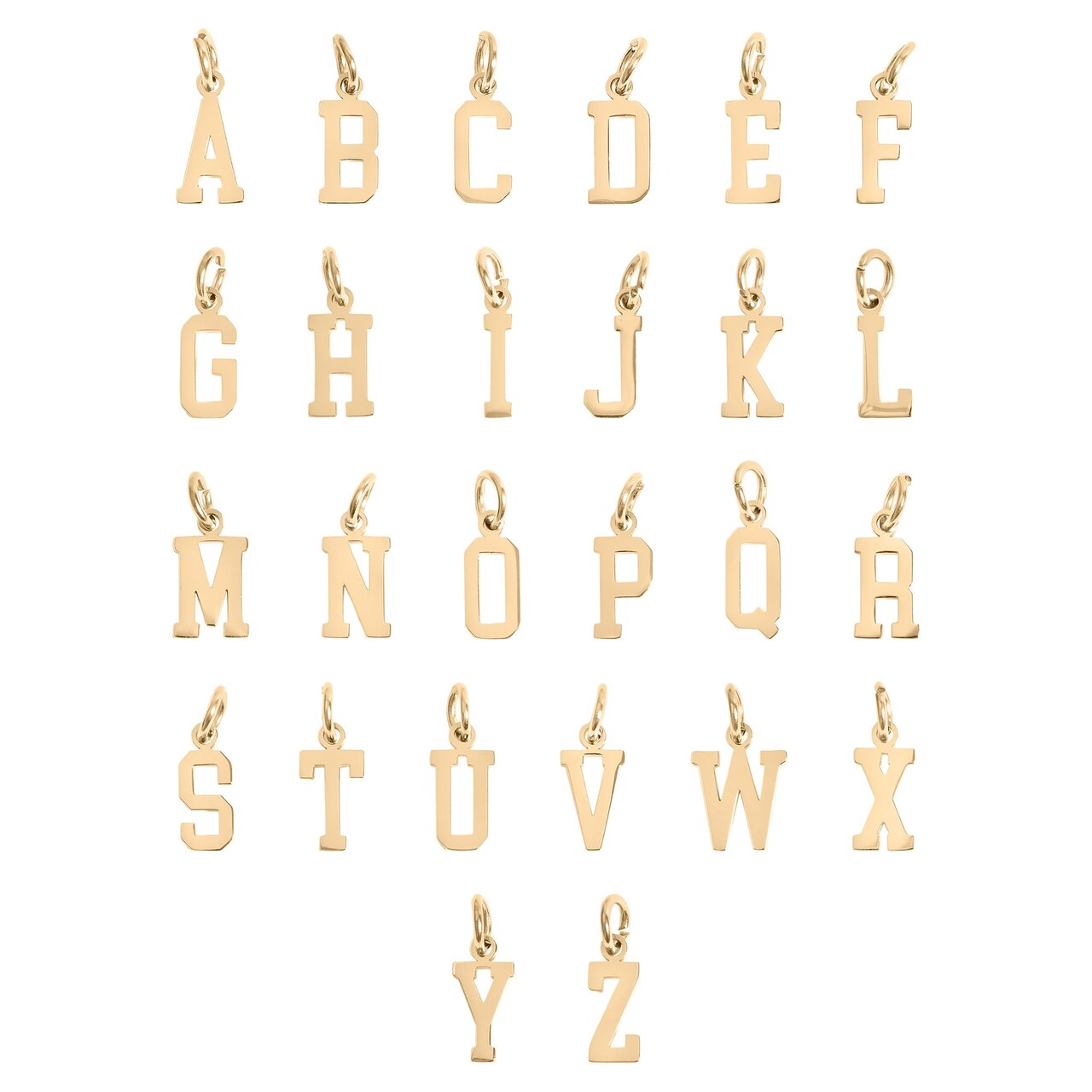 18K Gold PVD Coated Stainless Steel Small Letter Charm - DIY Charm Necklace Charms